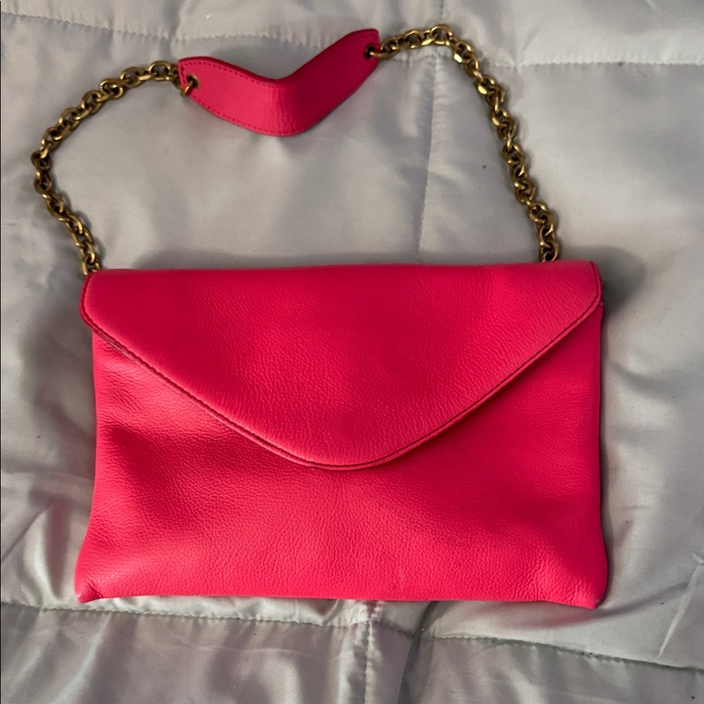 J.Crew Pink Leather Chain Shoulder Bag